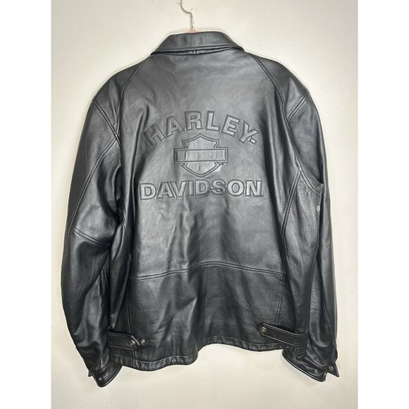 Men's Harley Davidson Leather Jacket 2XL Tall Biker Motorcycle Riding - Picture 14 of 14